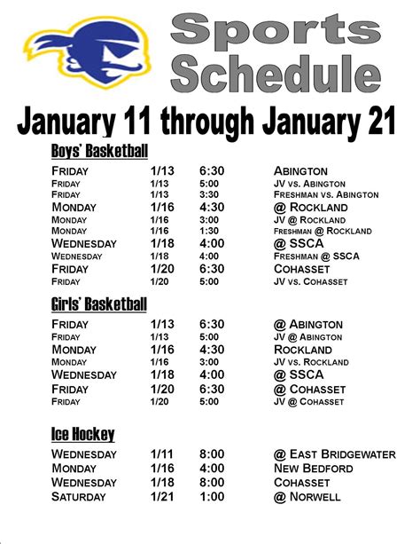High School Athletic Schedules .